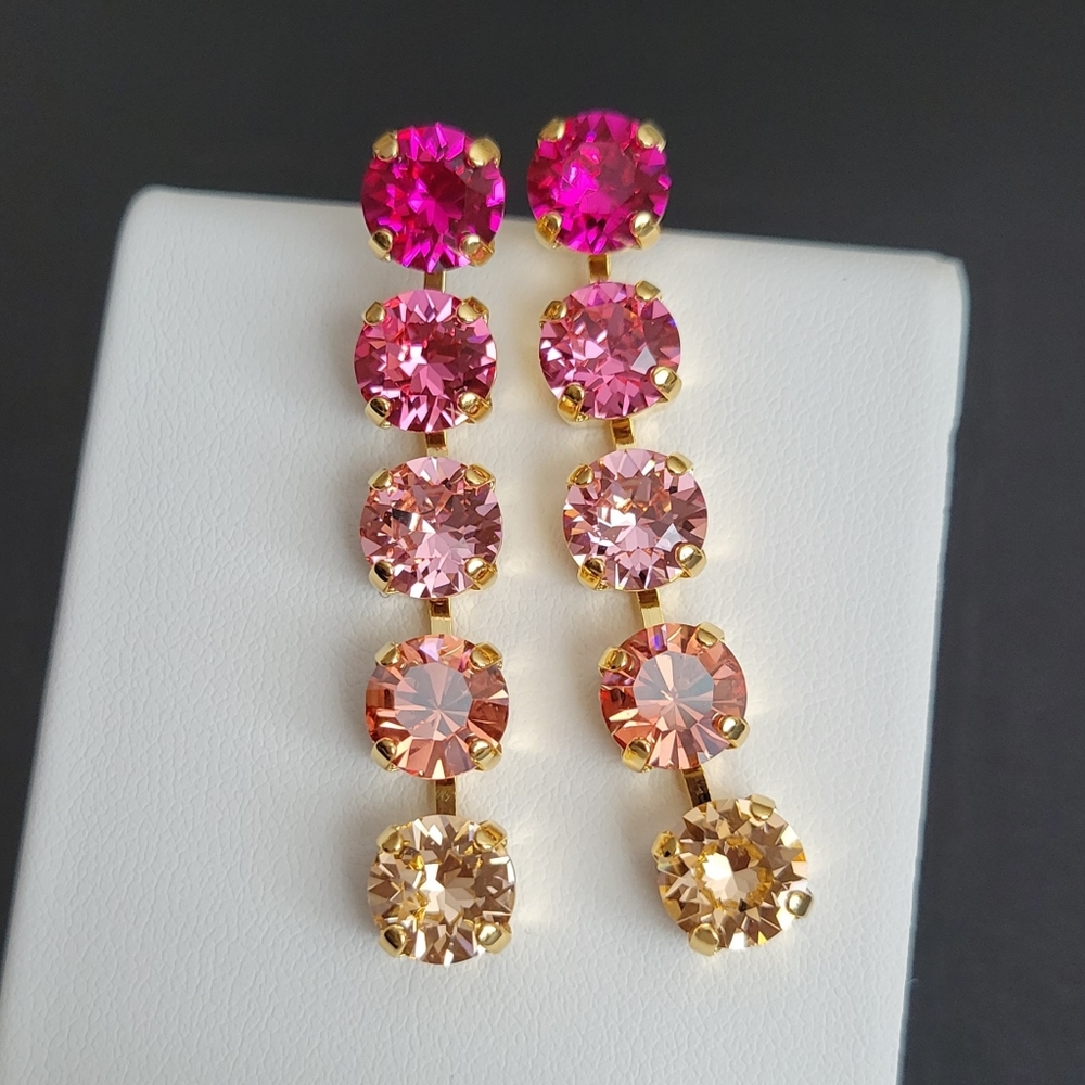 Austrian Crystal Drop Earrings in Gold